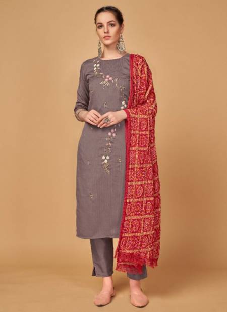 Dark Gray Colour MONJOLIKA MANDIRA Latest Fancy Festive Wear Designer Silk Salwar Suit Collection 4602